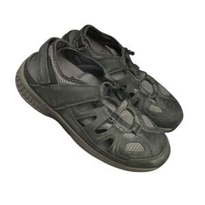 Orthofeet Alpine Men's Size 13 2EX-Wide Fisherman Sandals Shoes Gray Leather